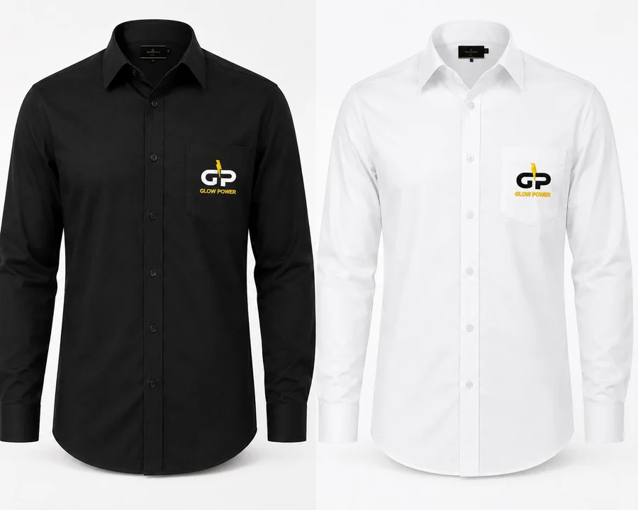 Custom branded corporate dress shirts for Glow Power, Dubai UAE